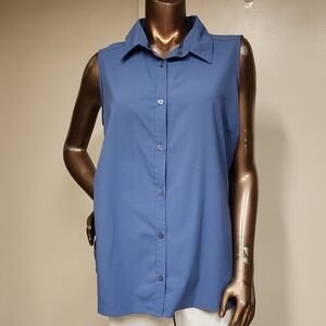 Columbia Women's Classic Blue Button-Down Sleeveless Shirt Size XL